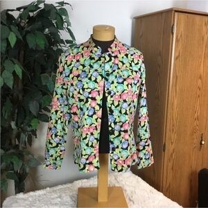 Norm Thompson by Appleseeds floral button down long sleeve medium weight